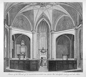 St Bartholomew The Less Prints: Interior of the Church of St Bartholomew-the-Less looking towards the altar