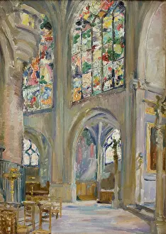 Stained Glass Prints: Interior of the Church of St. Etienne in Paris, 1864. Creator: Stanislaw Wyspianski