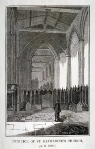 Stepney Prints: Interior of the Church of St Katherine by the Tower, Stepney, London, 1810. Artist: JWA