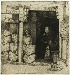 Merchant Gallery: Interior of a Coal Shop, 1900. Creator: Donald Shaw MacLaughlan