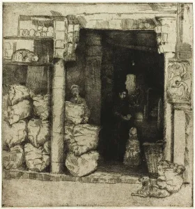 Coalman Prints: Interior of a Coal Shop, 1900. Creator: Donald Shaw MacLaughlan