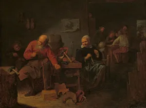 Cottage Industry Prints: Interior of a Cobbler's Shop, c.1650. Creator: David Ryckaert III