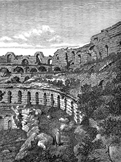 Mahdia Governorate Prints: Interior of the Coliseum at El Djem, near Tunis, 1874. Creator: Unknown