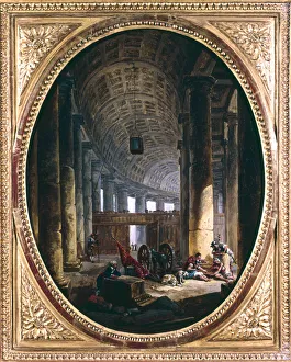 Bernini Gianlorenzo Gallery: Interior of the colonnade of St Peters, Rome, at the time of the Conclave of 1769