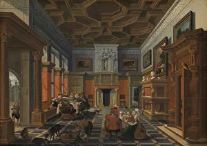 Chimneypiece Prints: Interior with a Company, c.1622-c.1624. Creator: Bartholomeus van Bassen