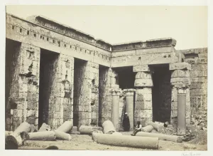Luxor Al Uqsur Egypt Prints: Interior Court of Medinet Habbo, Thebes, 1857. Creator: Francis Frith