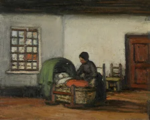 Cradle Prints: Interior with Cradle, c1900-1920. Creator: Jakob Smits