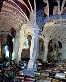Antoni Gallery: Interior of the crypt of the Church in the Colonia Guell, built between 1908 and 1915