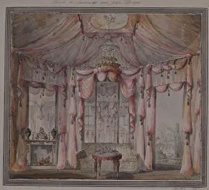 Interior design for the boudoir in the Count Bezborodko House in Moscow, 1790s. Artist: Lvov, Nikolai Alexandrovich (1751-1803)