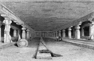 Robert James Elliott Prints: Interior of Dher Warra, Caves of Ellora, 1834. Creator: George Cattermole