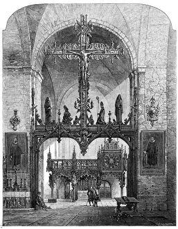 Clock Collection: 'Interior of the Dom, Lübeck', by Samuel Read, in the exhibition of the Society of..., 1862