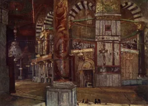 Haram Esh Sharif Prints: Interior of the Dome of the Rock from the South-East, 1902. Creator: John Fulleylove