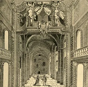 Interior of the Dukes Theatre, c1673, (1897). Creator: Unknown Interior of the Dukes Theatre, c1673, (1897). Creator: Unknown