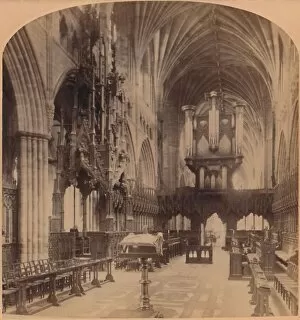 Organ Gallery: Interior of Exeter Cathedral, England, 1900. Creator: Underwood & Underwood
