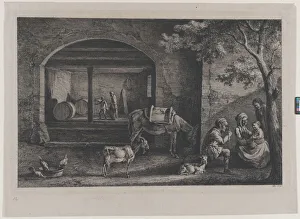 Fourth State Of Four Prints: Interior of a Farm at Saint-Jean-de-Touslas, 1793. Creator: Jean-Jacques de Boissieu