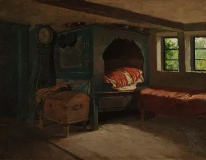 Skane Sweden Prints: Interior of a Farmer's Cottage in Skåne. Creator: Jacob Kulle