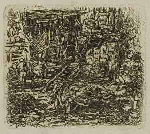 Farmhouses Prints: Interior of a Farmhouse, 1843. Creator: Rodolphe Bresdin