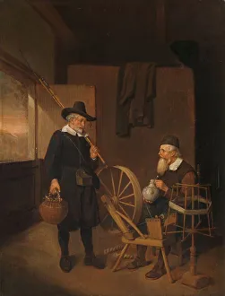 Brekelenkam Quiringh Van Prints: Interior with Fisherman and Man beside a Bobbin and Spool