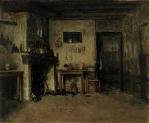 Wafer Iron Prints: Interior of a French farmhouse, 1868. Creator: Adolf von Becker