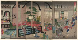 Tea House Prints: The Interior of the Gankiro in Yokohama (Yokohama Gankiro mikomi no zu)