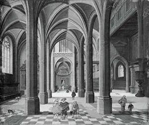 Vaulted Prints: Interior of a Gothic Church, 1625. Creators: Bartholomeus van Bassen, Esaias van de Velde