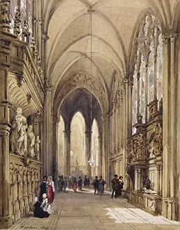 Statuary Prints: Interior of a Gothic Church, 1864. Creator: Émile-Antoine-François Herson