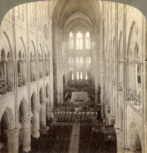 Studios Prints: Interior of the great Notre Dame Cathedral, Paris, France, 1900