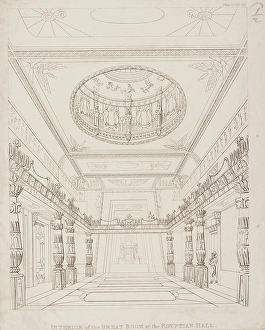 Belzoni Prints: Interior of the Great Room at the Egyptian Hall, 1822. Creator: Unknown