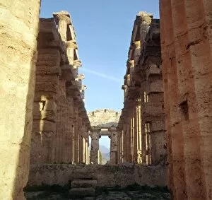 Interior of the Greek so-called temple of Neptune in Paestum, 5th century