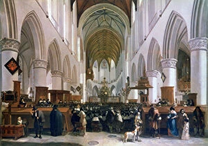 Images Dated 26th September 2006: The Interior of the Grote Kerk, Haarlem, 1673. Artist: Gerrit Berckheyde