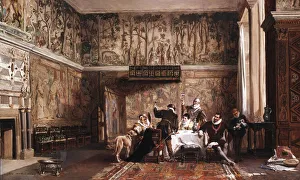 Interior of Haddon Hall, 19th century. Artist: Laslett John Pott Interior of Haddon Hall, 19th century. Artist: Laslett John Pott