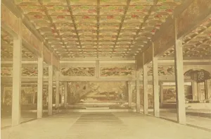 Interior of Hongwanji Temple, Kyoto. The Cathedral of the Shinshu Sect. 1897. Creator: Ogawa Kazumasa