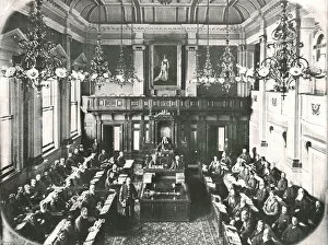 Chandeliers Gallery: Interior of the House of Assembly, Cape Town, South Africa, 1895. Creator: Unknown