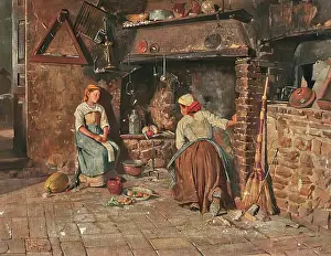 Aberdeen Art Gallery Museums Prints: Interior of an Italian Cottage. Creator: Rubens Santoro
