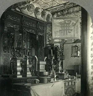 Daoism Prints: Interior of a Joss House in China, c1930s. Creator: Unknown