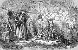 Nomadic Prints: Interior of a Kalmuck Tent with Kalmuck Women, 1854. Creator: Unknown