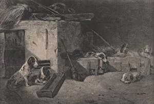 Alexandre Gabriel Collection: Interior of the Kennel, from the series Hunting Scenes, 1829