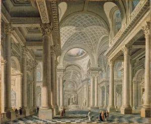 Demachy Prints: Interior of the L eglise de la Madeleine after the design of the architect Pierre