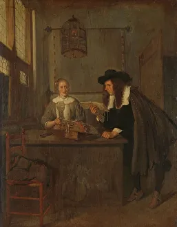 Brekelenkam Quiringh Van Prints: Interior with Lace-Worker and a Visitor