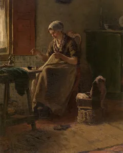 Needlewoman Prints: Interior, late 19th-early 20th century. Creator: Bernardus Johannes Blommers