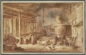 Washing Prints: The interior of a laundry. Creator: Jean-Baptiste Lallemand