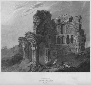 Holy Island Prints: Interior of Lindisfarn. West End, 1814. Artist: John Greig