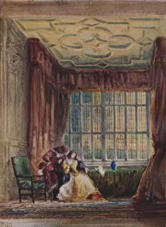 The interior of the long gallery, Haddon Hall, Derbyshire, 1833. Artist: David Cox the elder