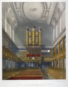 Bury Prints: Interior, looking west, Church of St Dunstan in the West