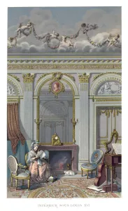 Mantelpiece Clock Prints: Interior Under Louis XVI, (1885). Artist: Durin