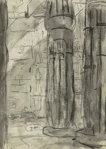 Bauer Marius Prints: Interior of the Luxor Temple, 1919. Creator: Marius Bauer