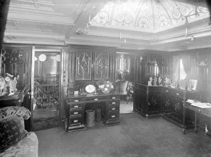 Interior of main saloon on steam yacht Venetia, 1920. Creator: Kirk & Sons of Cowes