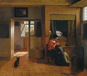 Interior with a Mother delousing her Childs Hair (A Mothers Duty), 1659-1660. Artist: Hooch, Pieter, de (1629-1684)