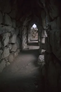 Interior of the Mycenaean palace-fortress at Tiryns in Greece, 13th century BC Interior of the Mycenaean palace-fortress at Tiryns in Greece, 13th century BC