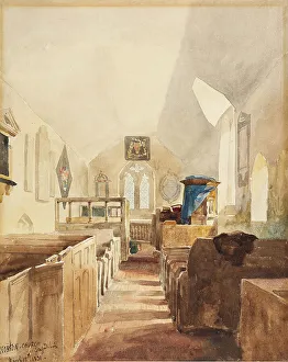 Cox David Prints: Interior of Norton Church, Staffordshire, 1831. Creator: David Cox the Elder